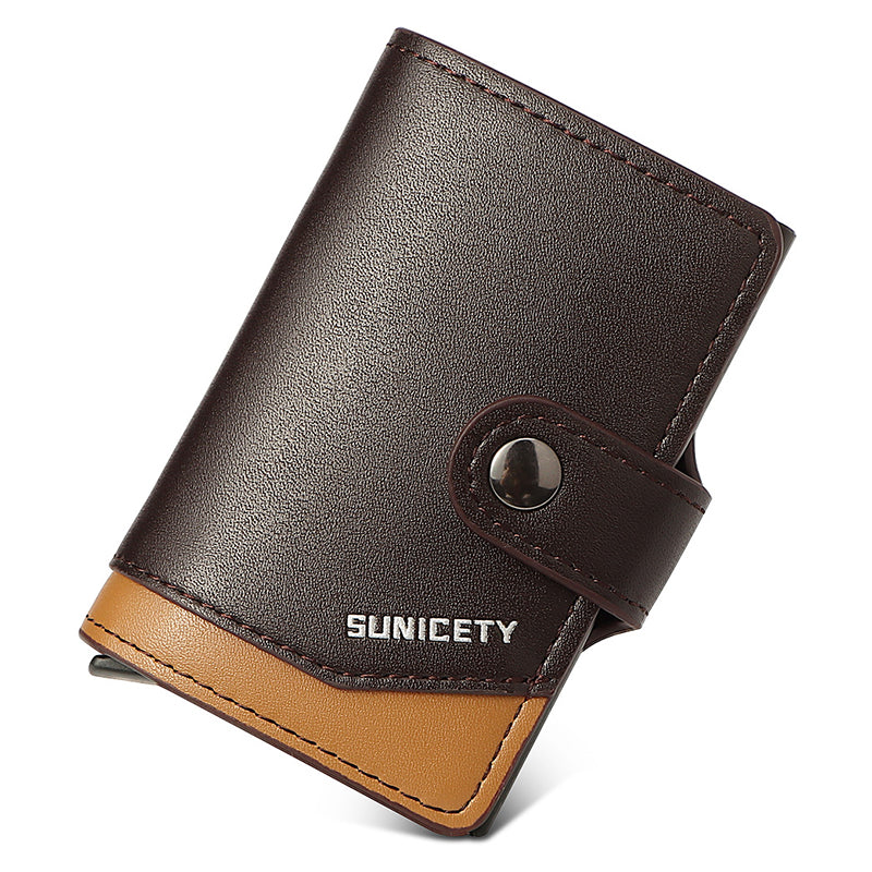 SUNICETY RFID Blocking Wallet ID Card Holder Bag Credit Card Case Auto Pop-Up Design SUNICETY RFID Blocking Wallet ID Card Holder Bag Credit Card Case Auto Pop-Up Design